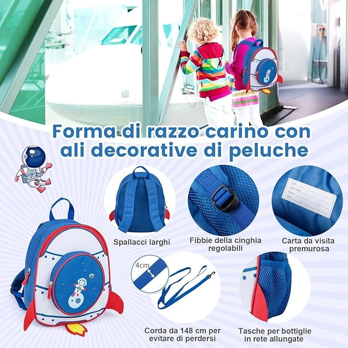 Valigia Cavalcabile per Bambini, 18" Valigia+ 12" Zaino,2 Pezzi, Trolley Bambini Bagaglio a Mano con Ruote Girevoli e Maniglia Retrattile, 2 Cingie Multiuso (Modello 4)