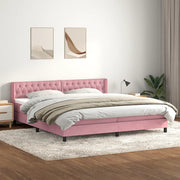 vidaXL Giroletto a Molle con Materasso Rosa 180x210 cm in Velluto