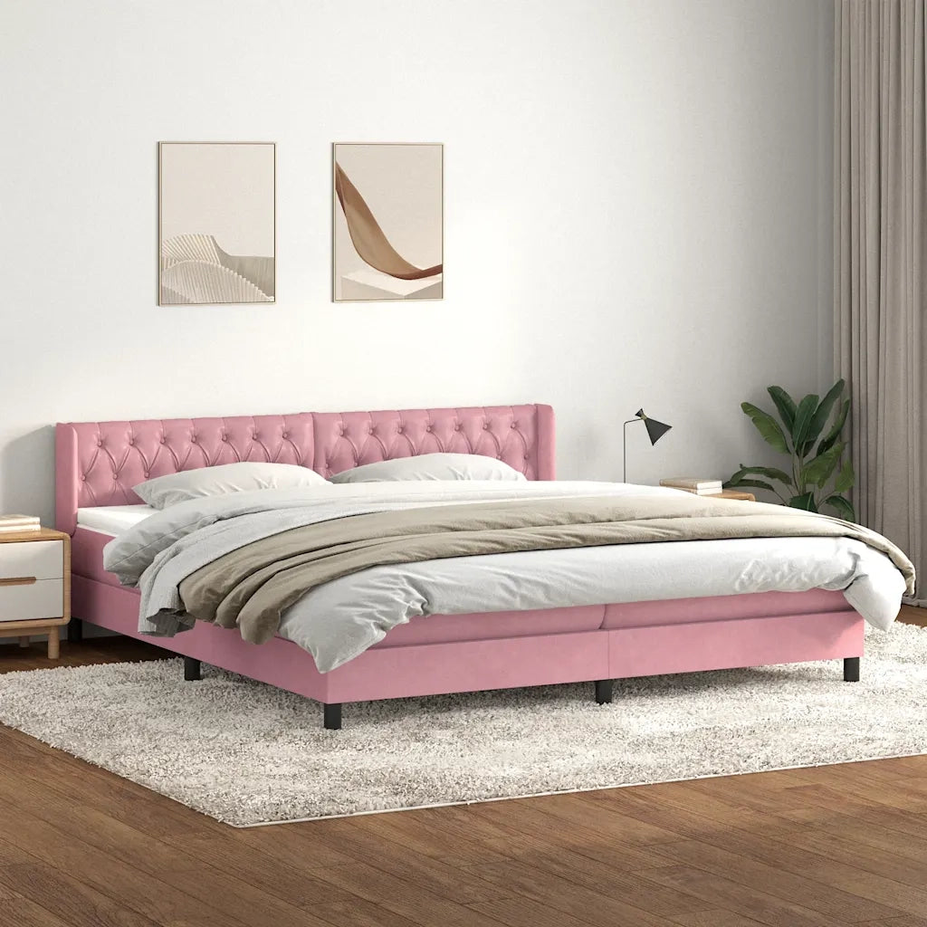 vidaXL Giroletto a Molle con Materasso Rosa 180x210 cm in Velluto