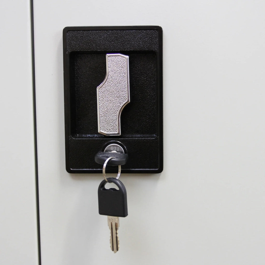Armadietto Grigio Chiaro Alto 180cm in Acciaio per Casa e Ufficio con 4 Ripiani