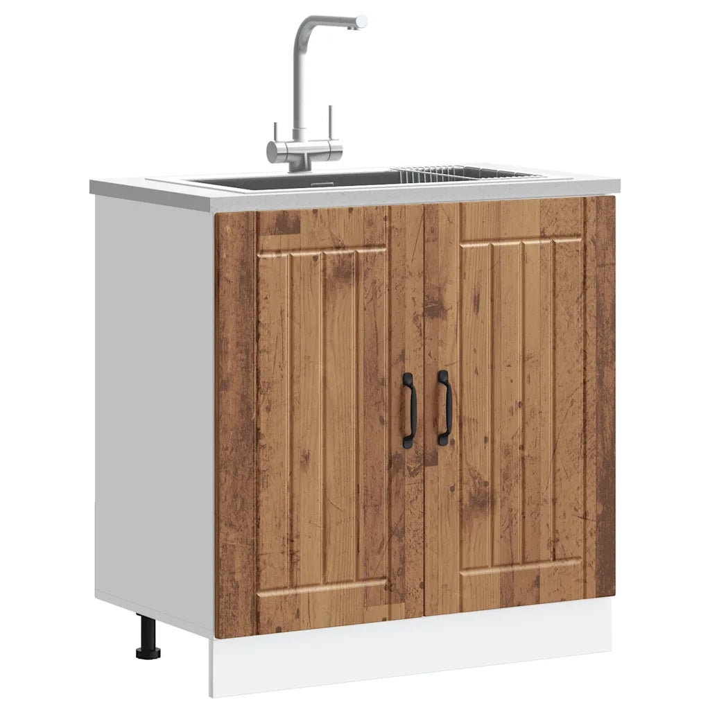 vidaXL Mobile Base Lavello Lucca Legno Antico in Legno Multistrato