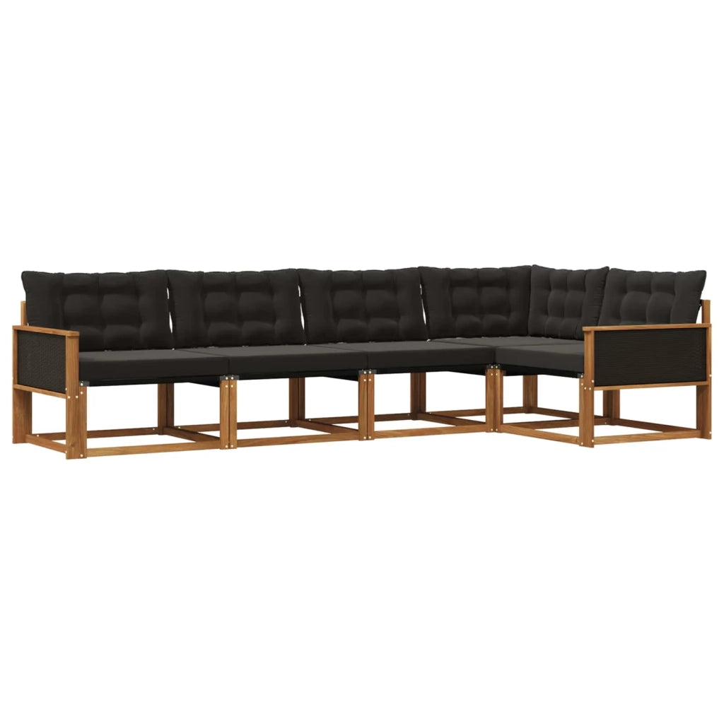 Set di divani da esterno 5 pz Naturale e Nero 3381416