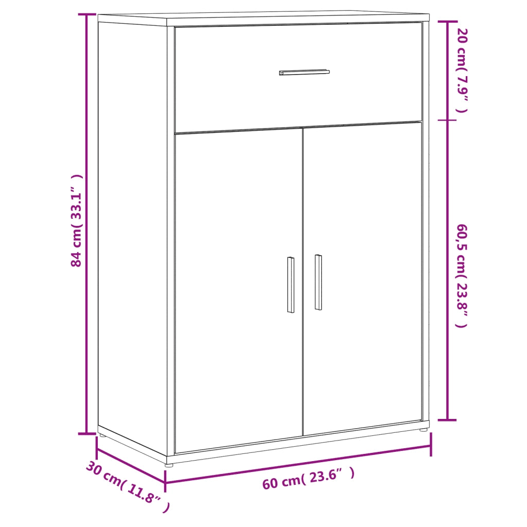 Credenze 2 pz Bianche 60x30x84 cm in Legno Multistrato 3276595