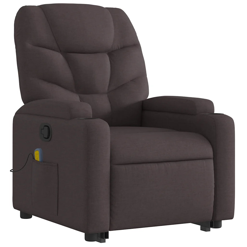 Poltrona Alzapersona Massaggi Reclinabile Marrone Scuro Tessuto 3204613