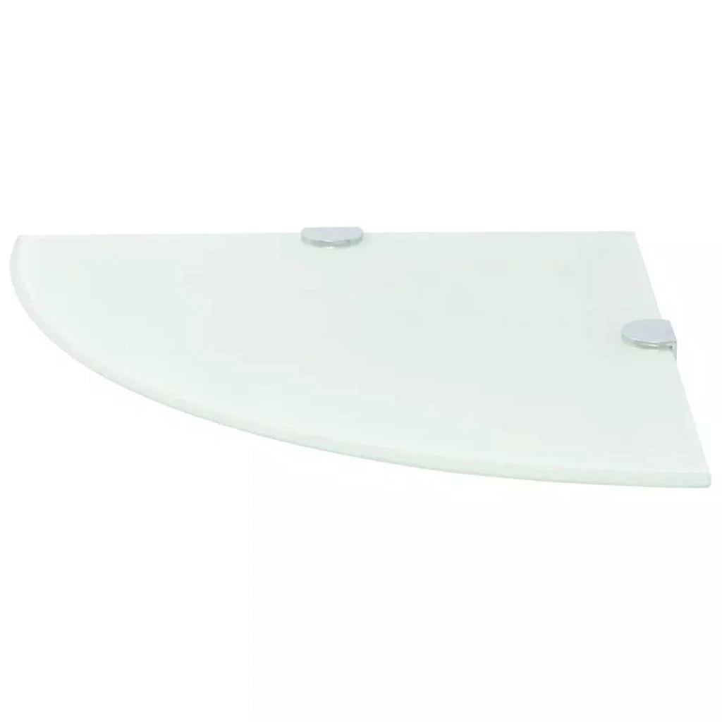 Mensola angolare con staffe cromate e vetro bianco 35 x 35 cm 2702224/2