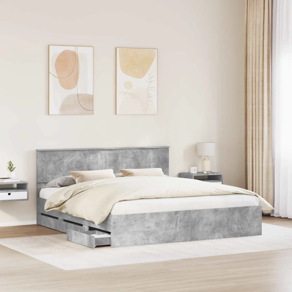 Struttura del letto con cassetto Grigio cemento 180 x 200 cm 3410682