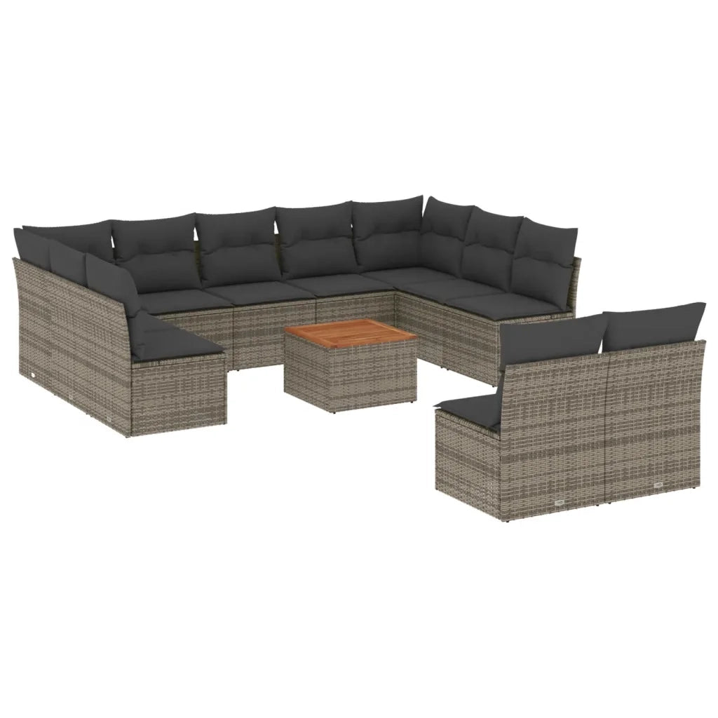 Set Divani da Giardino 12 pz con Cuscini Grigio in Polyrattan 3256221