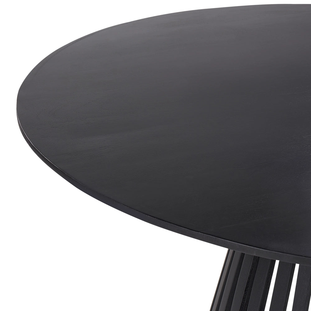 Tavolo da pranzo rotondo moderno per 4 persone 120 cm in legno d'acacia nero stile moderno contemporaneo sala da pranzo