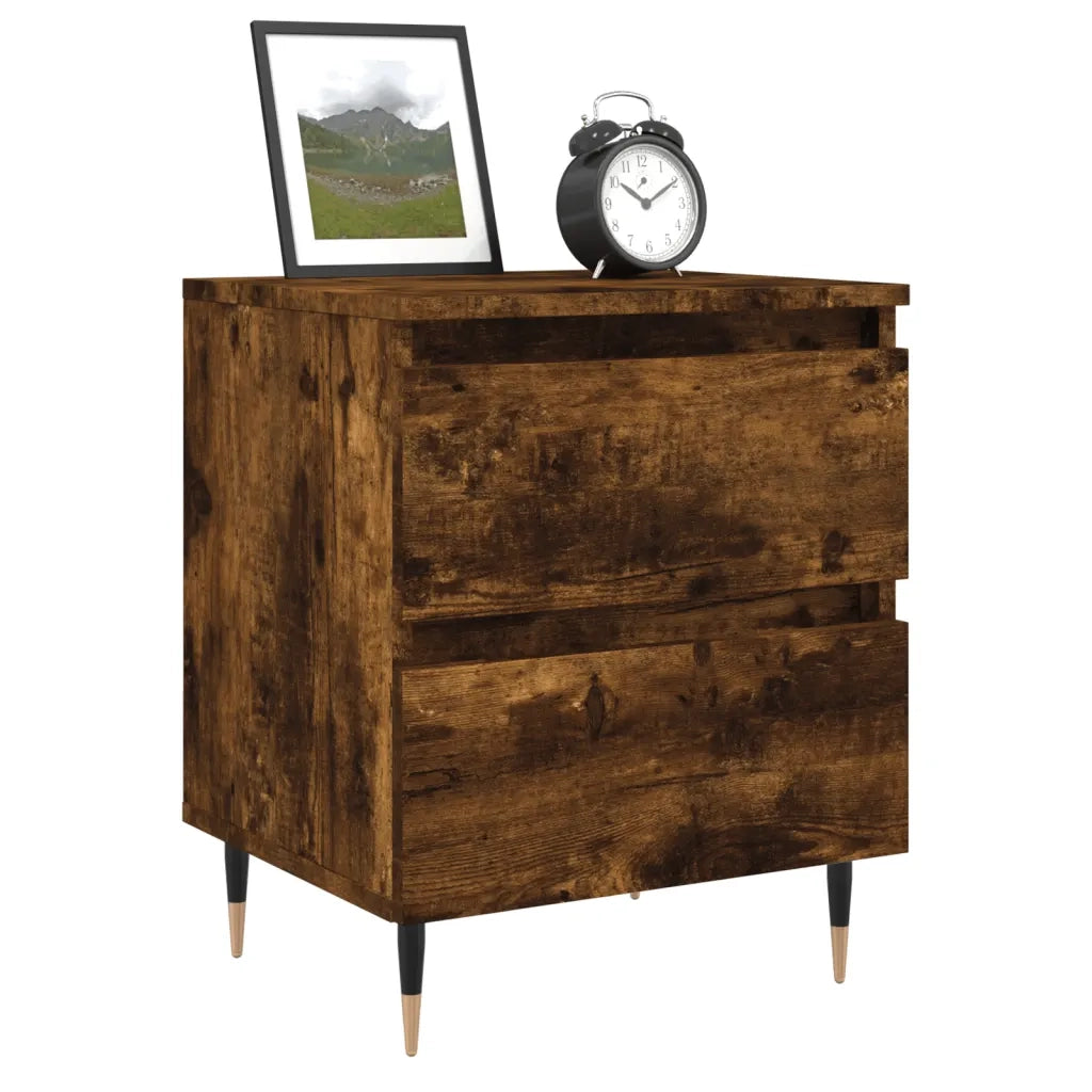 Comodini 2pz-Set di 2 Tavolino da notte Rovere Fumo 40x35x50 cm in Legno Multistrato 946880