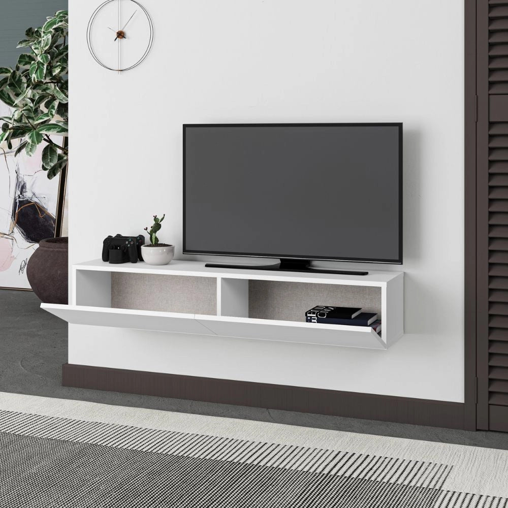 Mobile porta TV sospeso ante a ribalta Francy colore bianco 135 cm