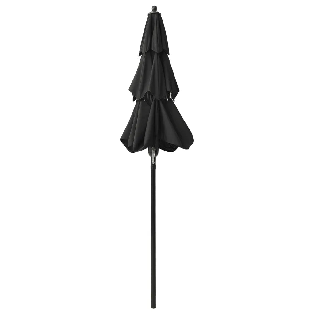 Ombrellone a 3 Livelli con Palo in Alluminio Nero 2 m cod mxl 20629