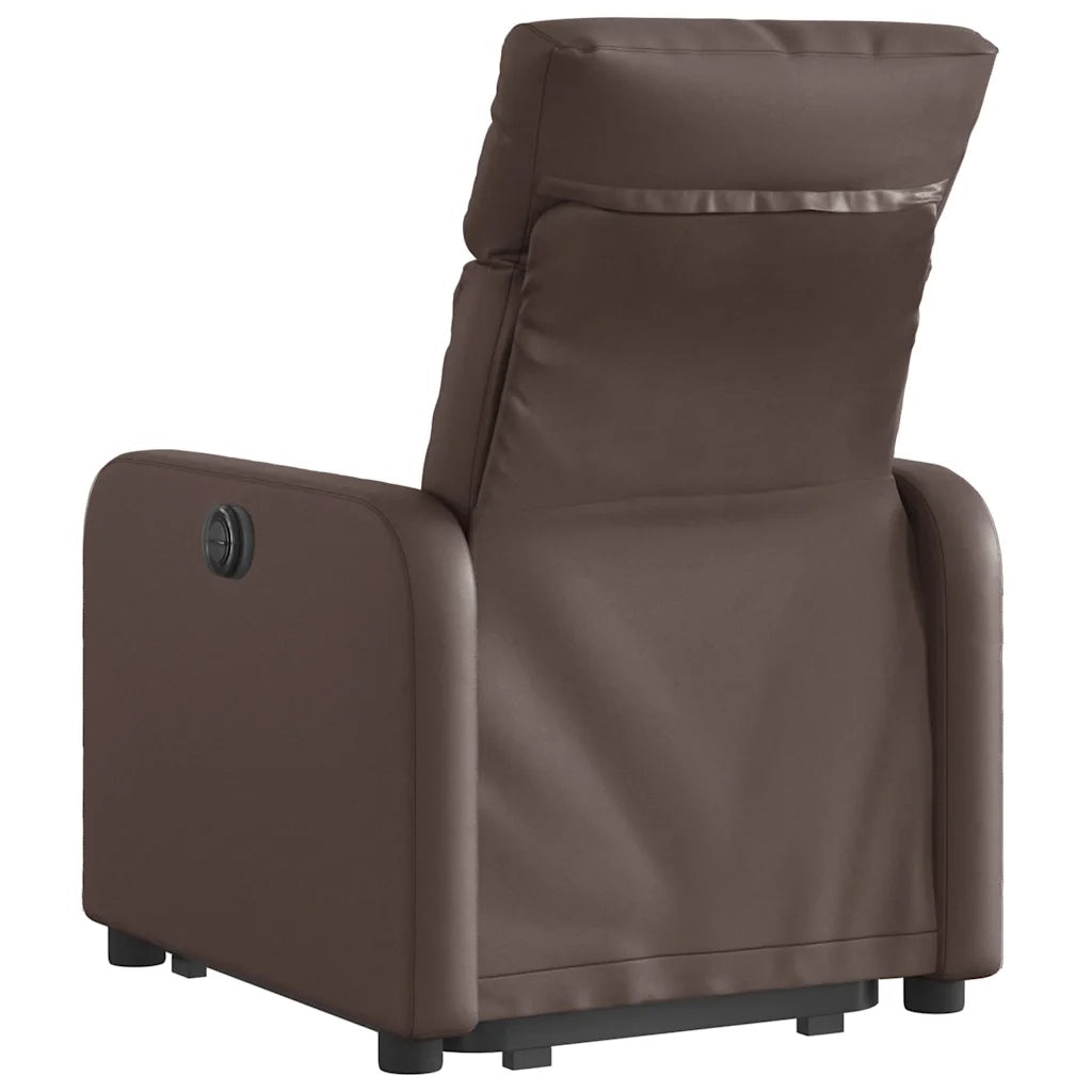 Poltrona | Sedia Relax Alzapersona Reclinabile Marrone in Similpelle