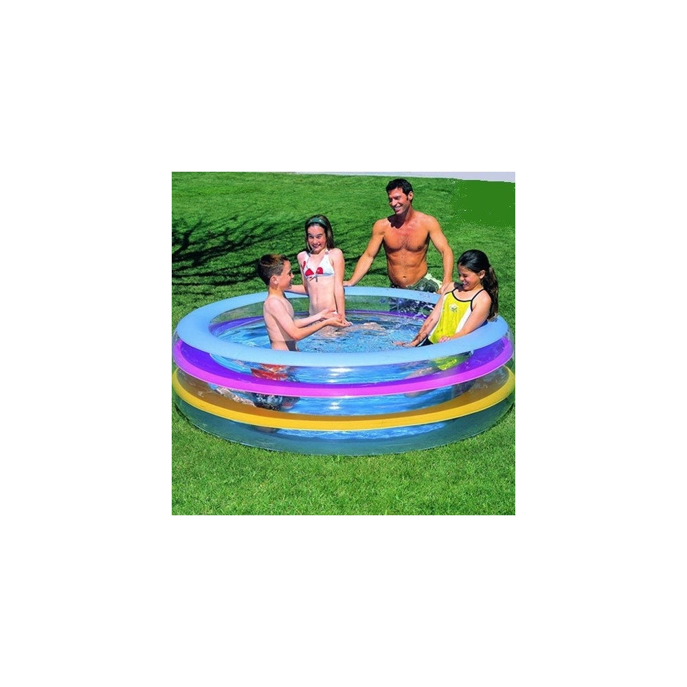 Trade Shop - Piscina Gonfiabile Rotonda Fuori Terra 3 Anelli In Vinile 196 X 53 Cm -