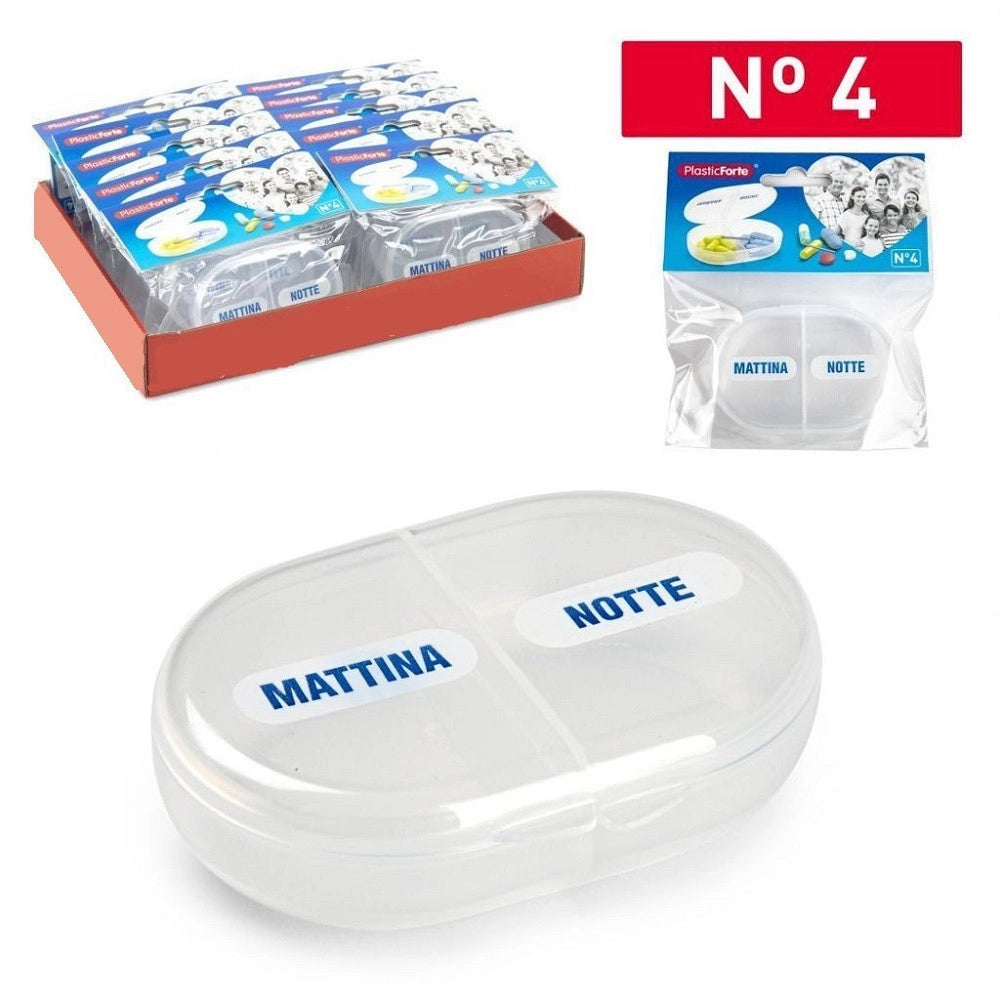 Trade Shop - Set 2 Pz Porta Pillole Portapastiglie 2 Scomparti Dosi Giornalieri Ovale 12174it -