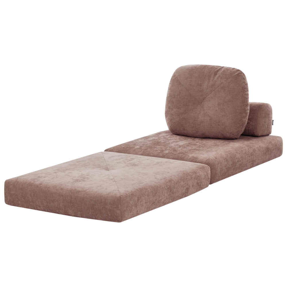 Divano Pouf Letto Marrone Tessuto Rivestimento  di ciniglia Singolo Letto Sedia Pieghevole con Cuscino Design Moderno