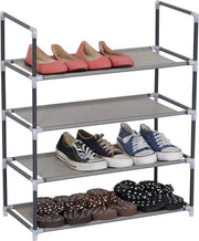 Sistema di Conservazione delle Scarpe con 4 Livelli - Sistemi di Conservazione delle Scarpe - Banca delle Scarpe - Acciaio e Tessuto - 60x28x71 cm - Grigio