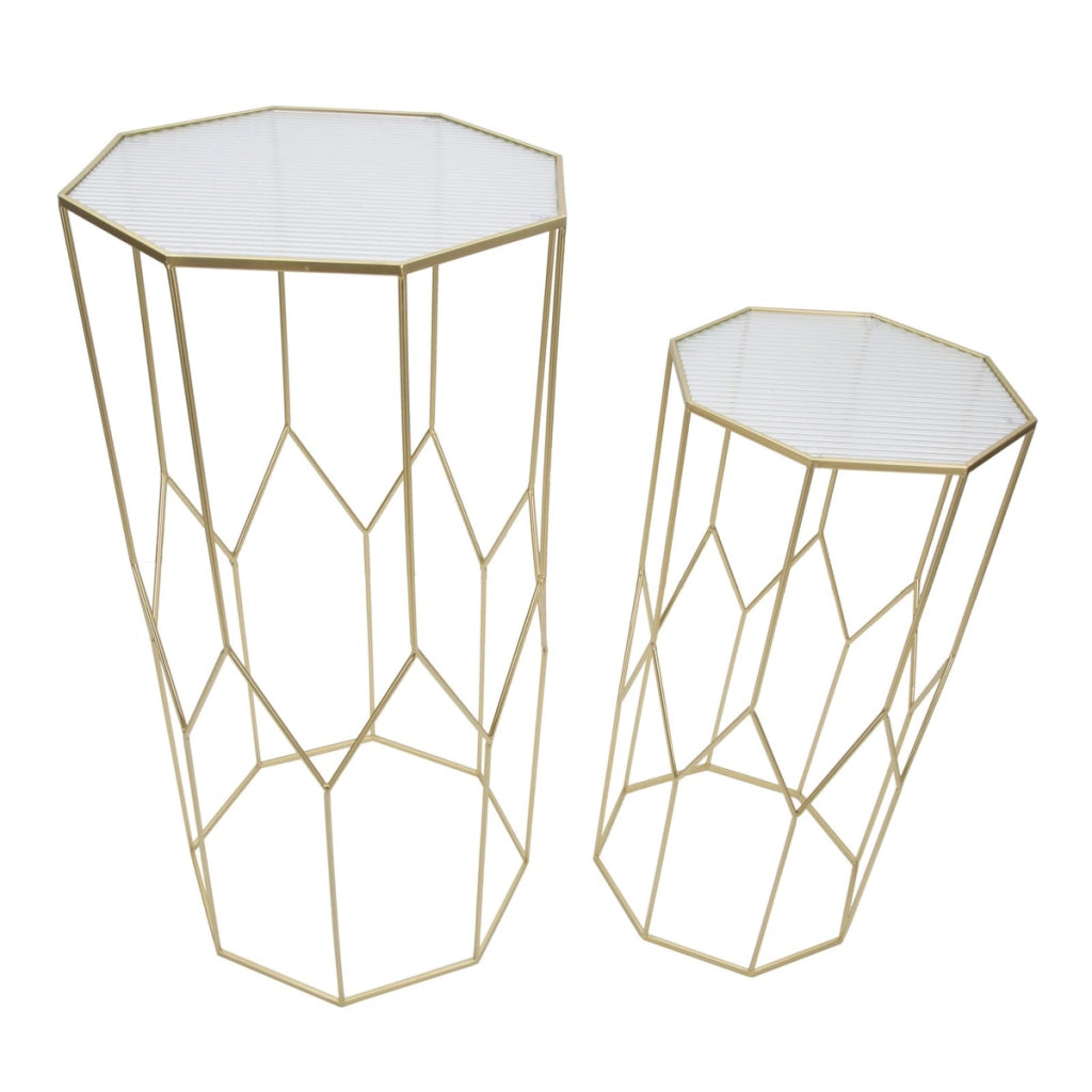 Set di Tavolini VKH598, Oro, Metallo, 50x46x100 cm