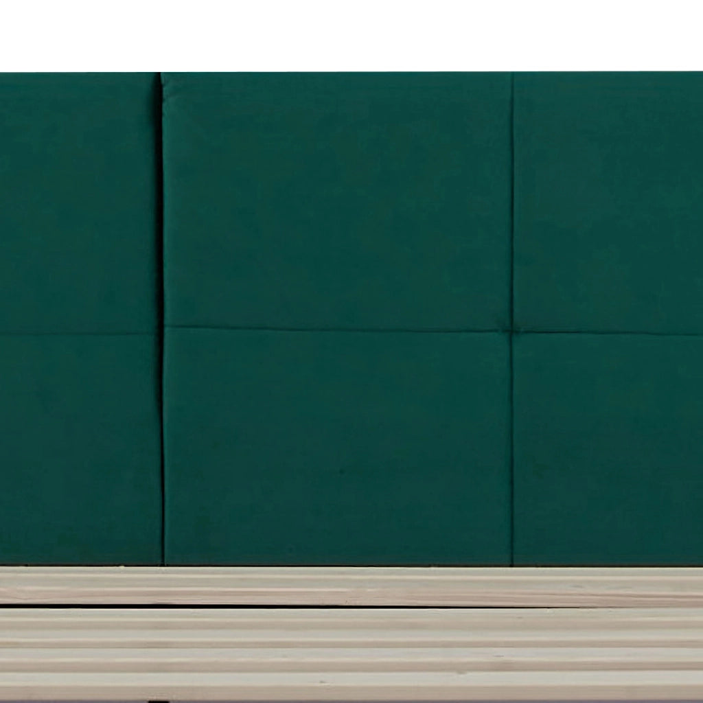 Letto Matrimoniale Porvoo con Testiera e Materasso 160x200 cm Rivestimento in Velluto - Verde Scuro [en.casa]