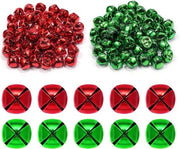 100 pezzi di campanelli a forma di jingle bell in metallo per decorazione di Natale fai da te - rosso e verde - decorazione per le feste a casa