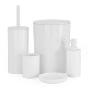 Set accessori bagno da appoggio 5 pezzi in plastica bianco Glim