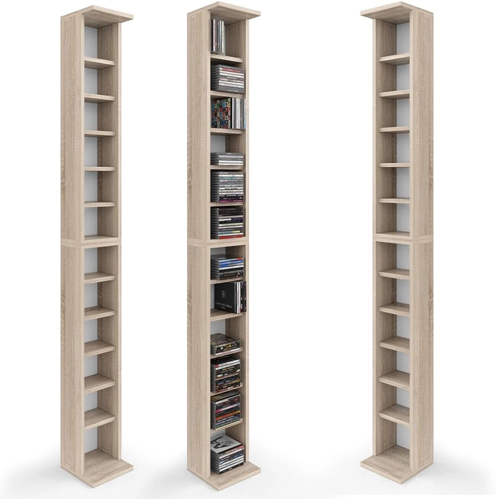 Vicco Scaffale porta cd, Sonoma, 21 x 183.6 cm Set di 2