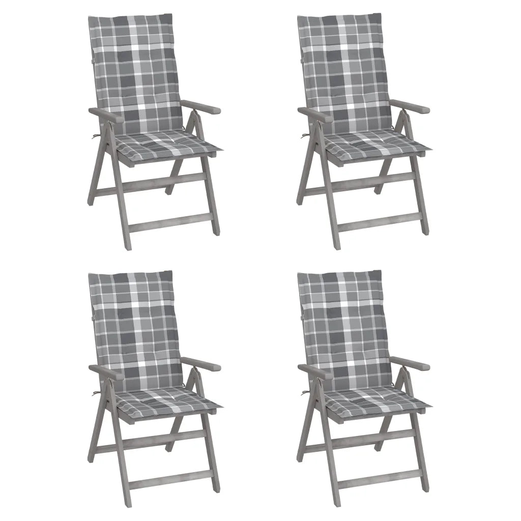Sedie da Giardino Reclinabili 4 pz con Cuscini Massello Acacia cod mxl 76118