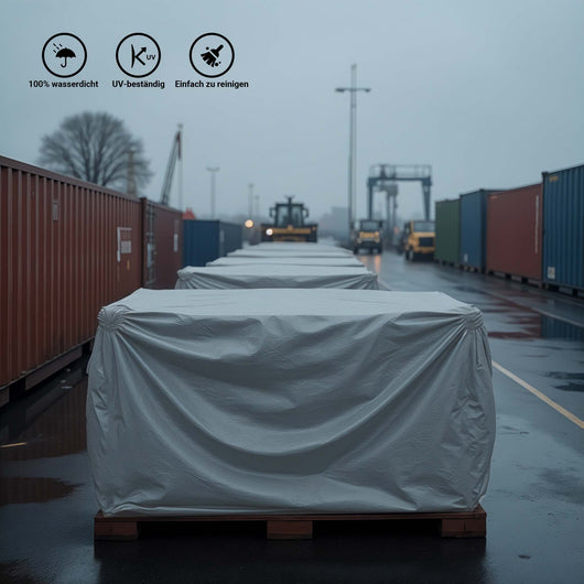 Telone occhiellato grigio 4 x 6 m resistente alle intemperie e a raggi UV, impermeabile, robusto telo di protezione in poliestere 650 g/m² con rivestimento in PVC