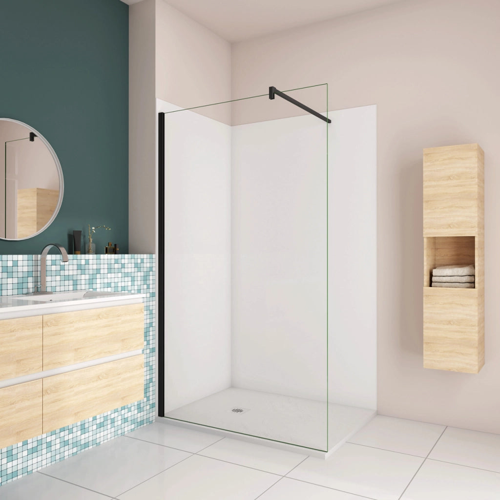 H.210 cm Pannello Doccia ad Angolo 40x80 cm Realizzato in Alluminio da 3 mm con Profili Finitura Bianco Opaco per Rivestimento Parete Bagno
