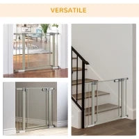 Cancellino per Cani Estensibile a Pressione con Chiusura Automatica, 75-103x76 cm, Grigio