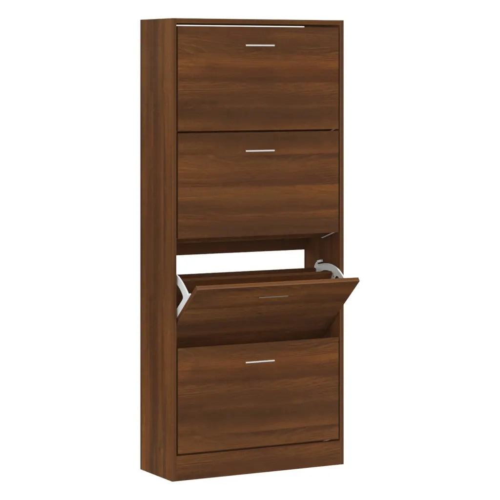 Scarpiera Rovere Marrone 63x24x147 cm in Legno Multistrato 342549