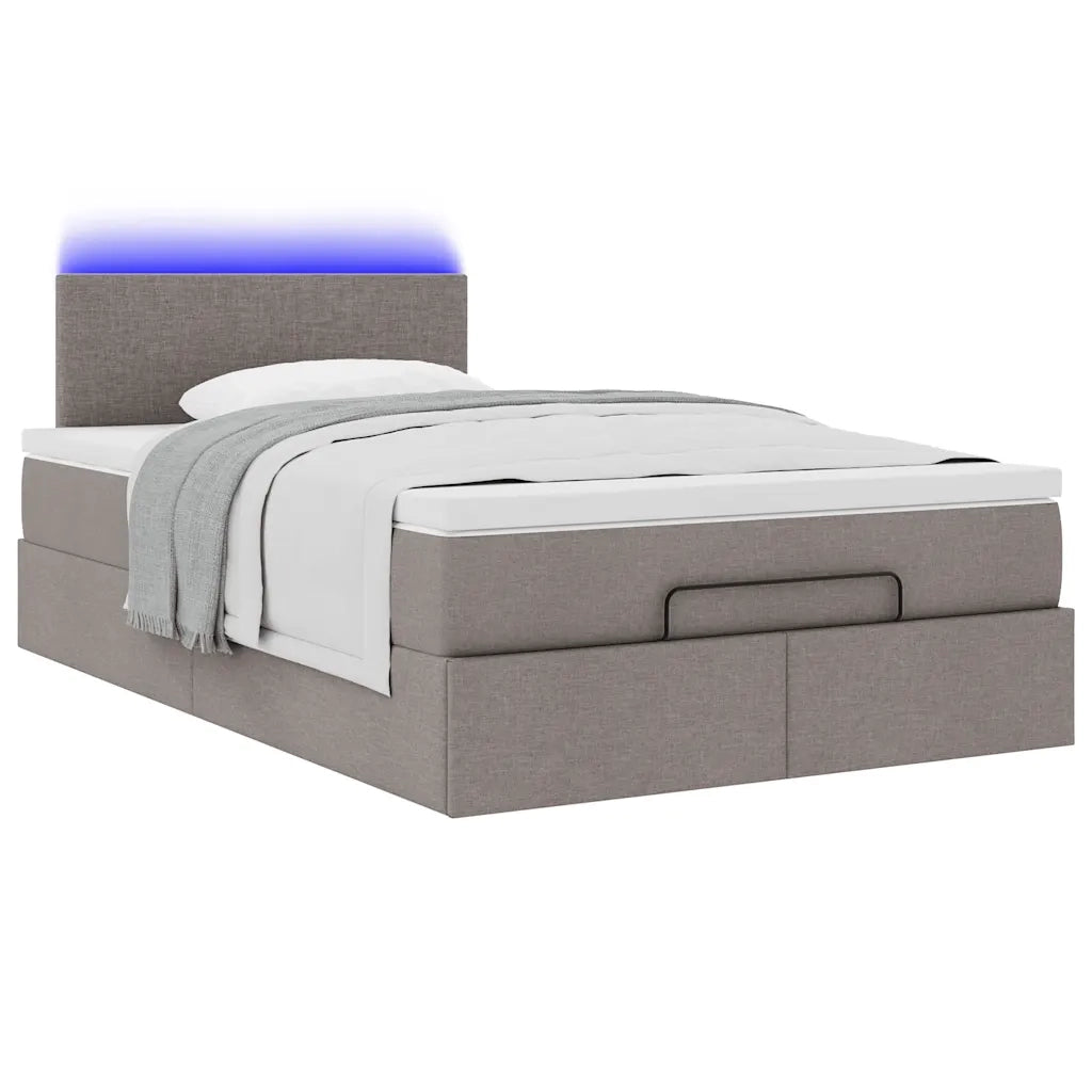 Pouf Letto con Materasso e LED Tortora 120x190cm in Tessuto 3312212