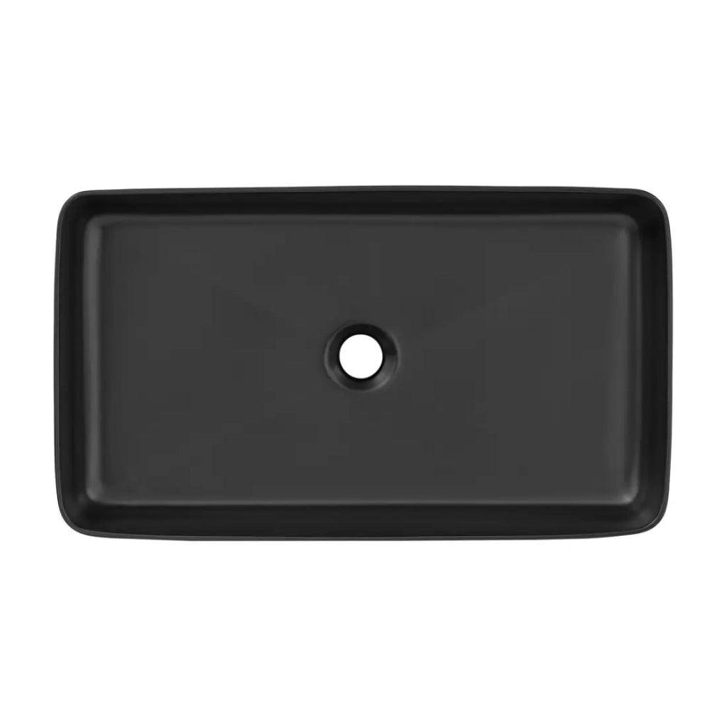 Lavabo rettangolare da appoggio 61x34 cm nero opaco con piletta click-clack nera inclusa