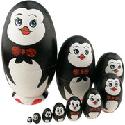 Set di Matrassini di Legno da 10 pezzi - Tema Animale in Forma di Pinguino - Giocattolo Manuale - Sorpresa per Bambini - Regalo Classico Russo - Set di Ospedalini per Matrassini