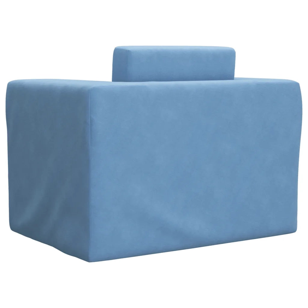 vidaXL Divano per Bambini Blu in Morbido Peluche