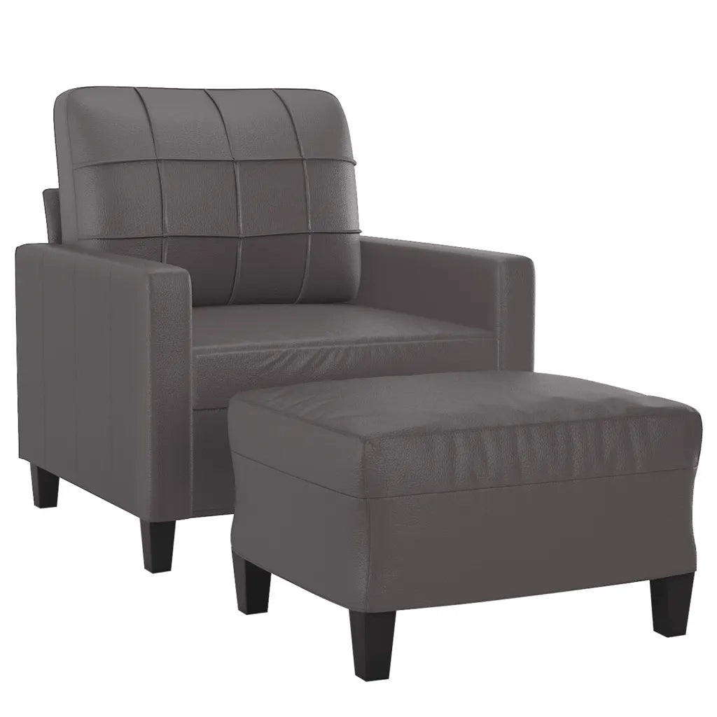 Poltrona con Poggiapiedi Grigio 60 cm in Similpelle