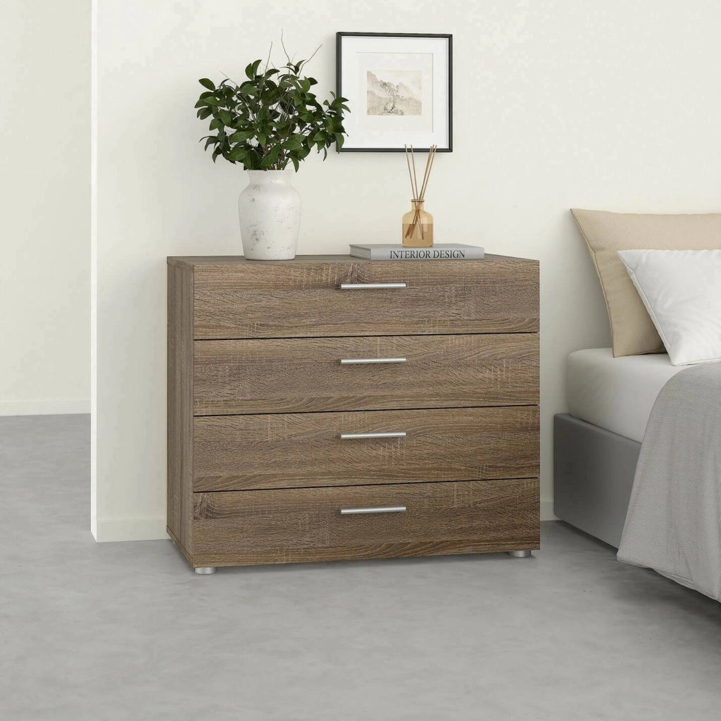 Cassettiera Arwen, Settimino multiuso, Comò camera da letto, Mobile con cassetti, 80x40 h68 cm, Rovere