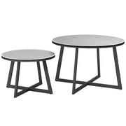 Set Tavolini da Esterno con Piano in Vetro Temperato ¨C zephmum ¨C Grigio, ?70x45 e ?50x35