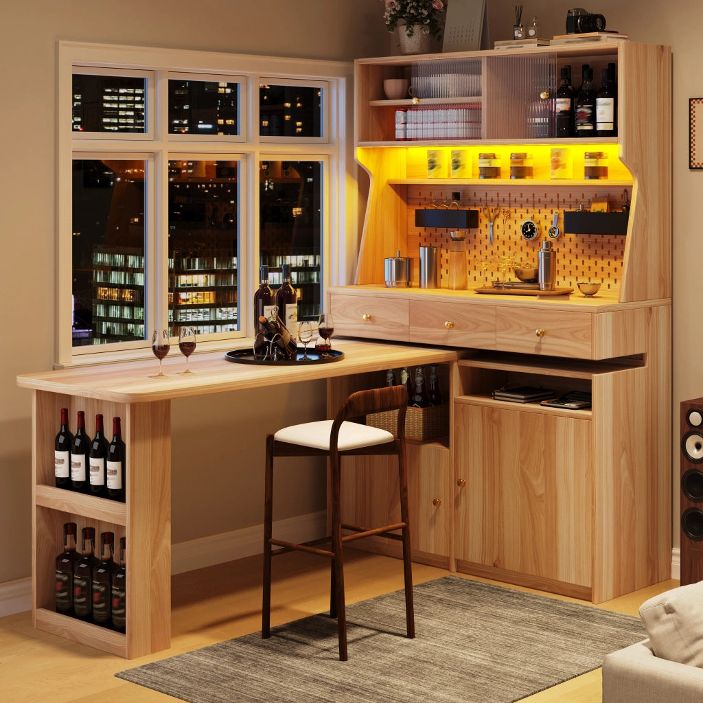 ARMADIO ALTO con scrivania 137x74x177,7 cm MDF e vetro Naturale