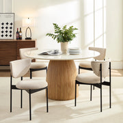 Sedia da Pranzo Set da 2 con Design Senza Braccioli Salvaspazio, in Tessuto e Metallo Beige 56 × 48 × 72 cm