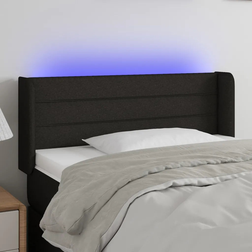 Testiera a LED-Testata con LED Nera 103x16x78/88 cm in Tessuto 763873