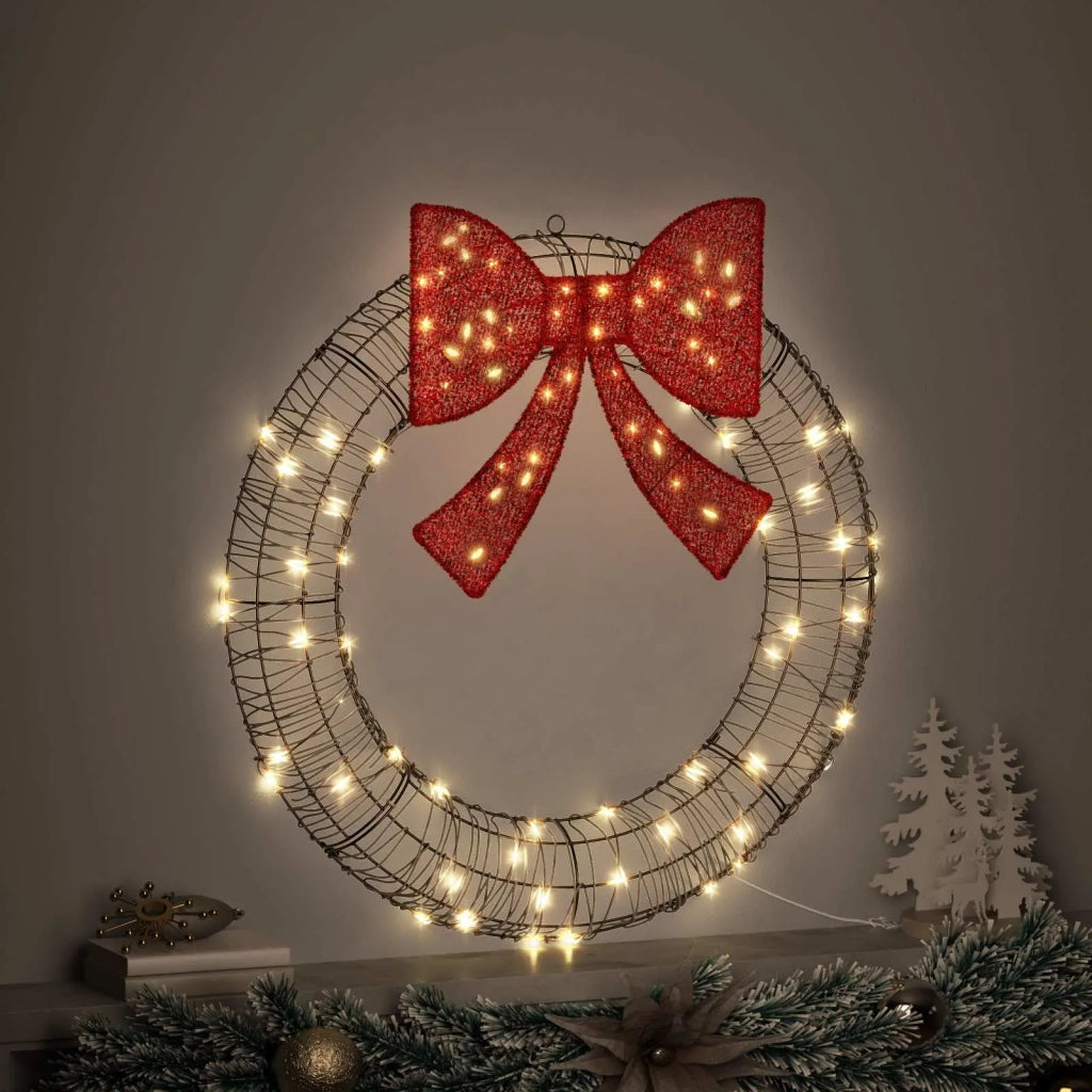 Ghirlanda con 80 LED Bianco caldo 90 x 90 x 9 cm Rattan