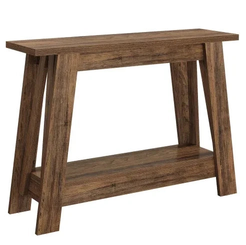 Tavolo consolle con 2 ripiani aperti 105 x 30 x 80 cm; marrone rustico