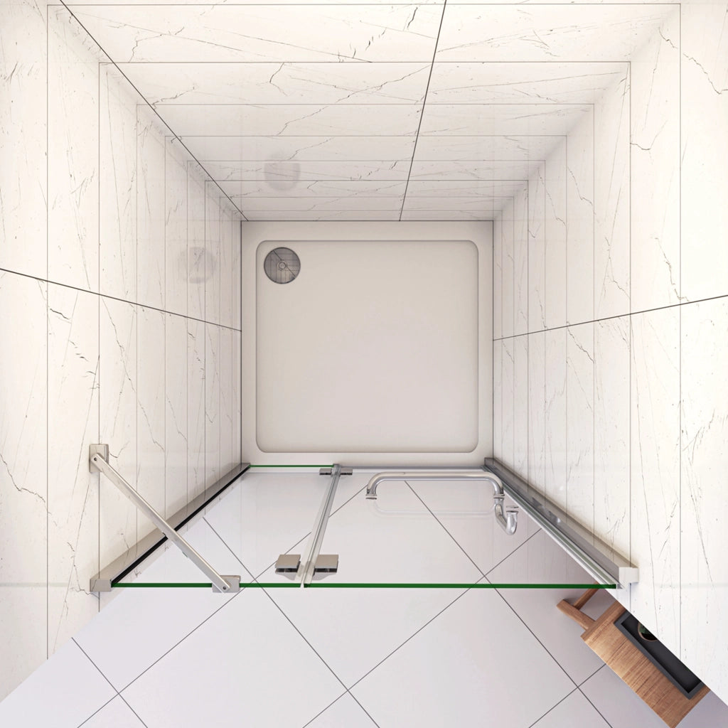 100x190 cm Porta Doccia Per Nicchia Apertura Battente in Vetro 8 mm Temperato Trasparente Anticalcare e Maniglione Porta Asciugamani Barra Stabilizzatrice