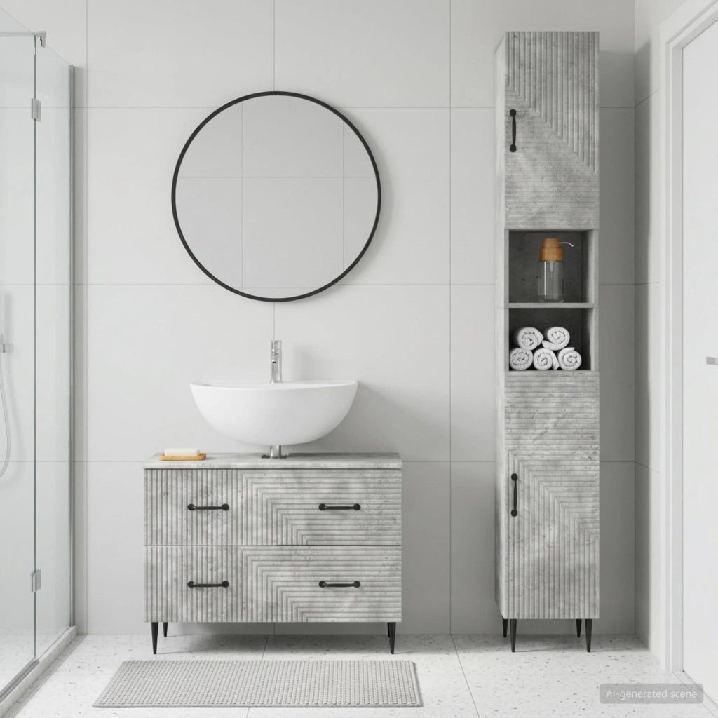 Set di Armadi da Bagno da 2 Pezzi HAARLEM Grigio Cemento 3417534