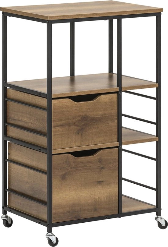 Trolley da Cucina - Raccoglitore - Credenza da Cucina - 2 Porte - Industriale - 53 x 37 x 89 cm