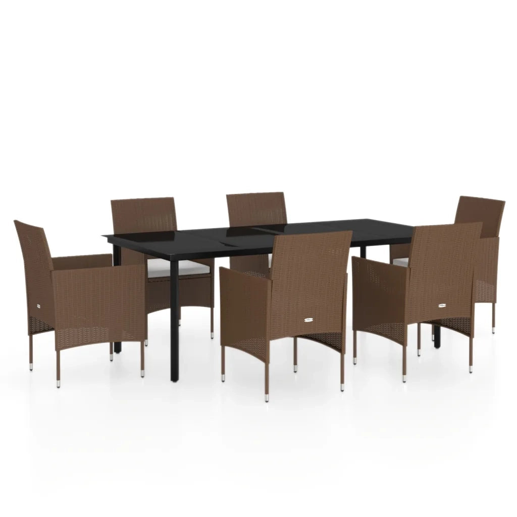 Set da Pranzo da Giardino 7 pz con Cuscini Marrone e Nero cod mxl 44575