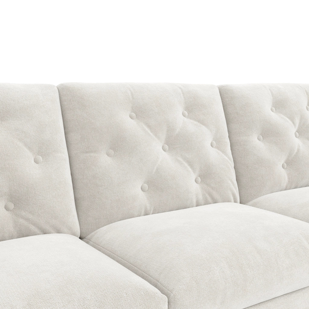 Divano angolare 281x132x86 cm con funzione letto e vano contenitore in velluto beige