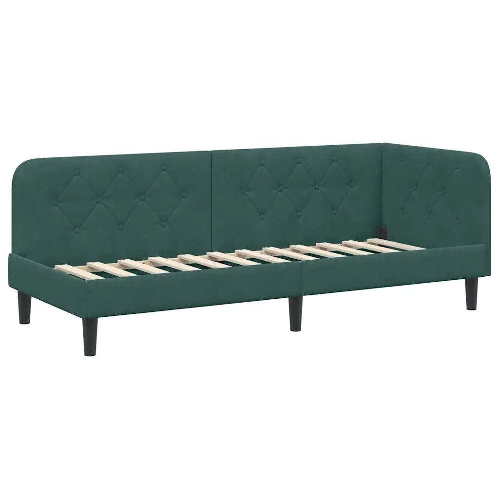 Letto singolo | Letto per adulti | Cornice del letto ad angolo Verde Scuro 80 x 200 cm Velluto
