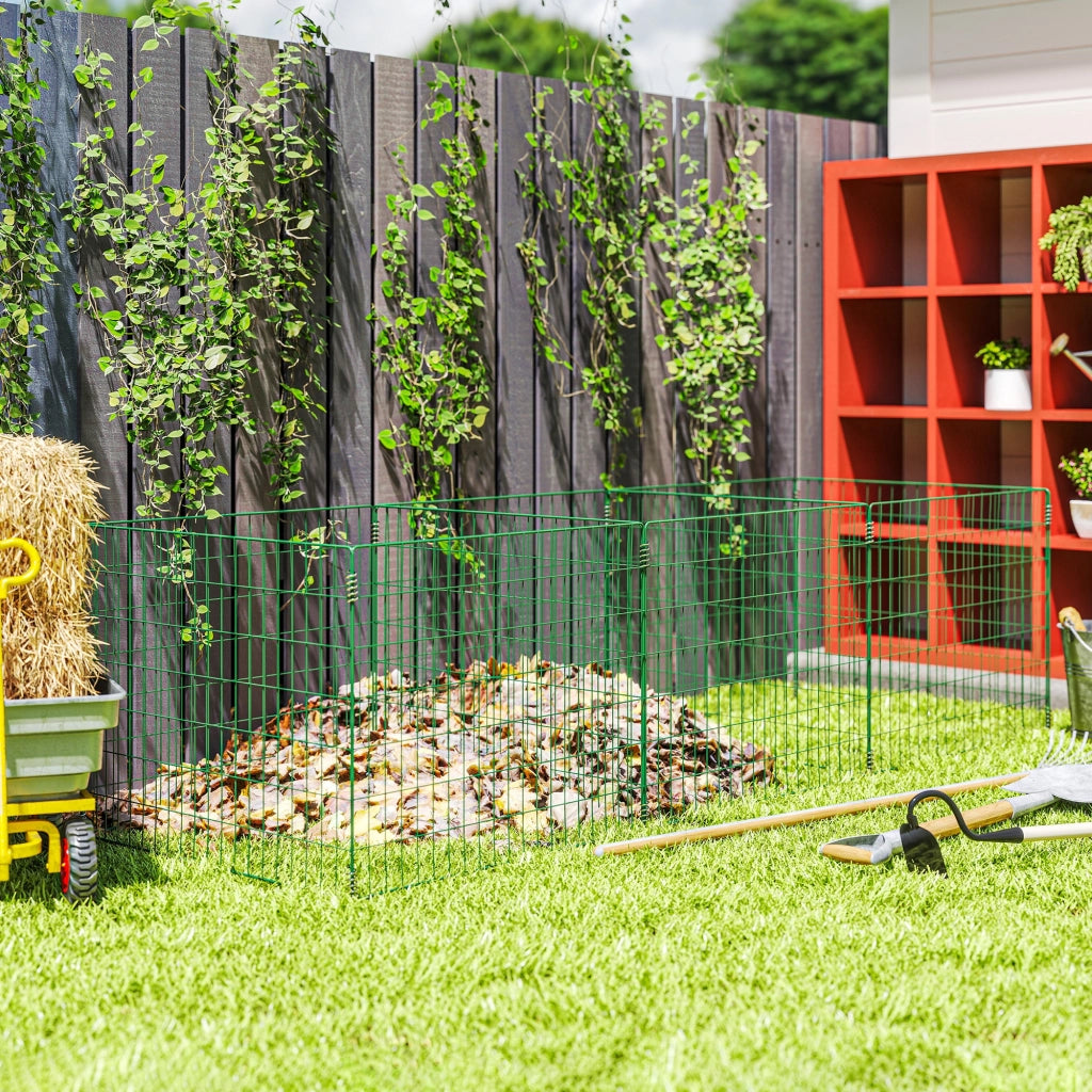 Compostiera da giardino 1680L ¨C Xylo ¨C acciaio verde 270x90x70cm 3 pezzi