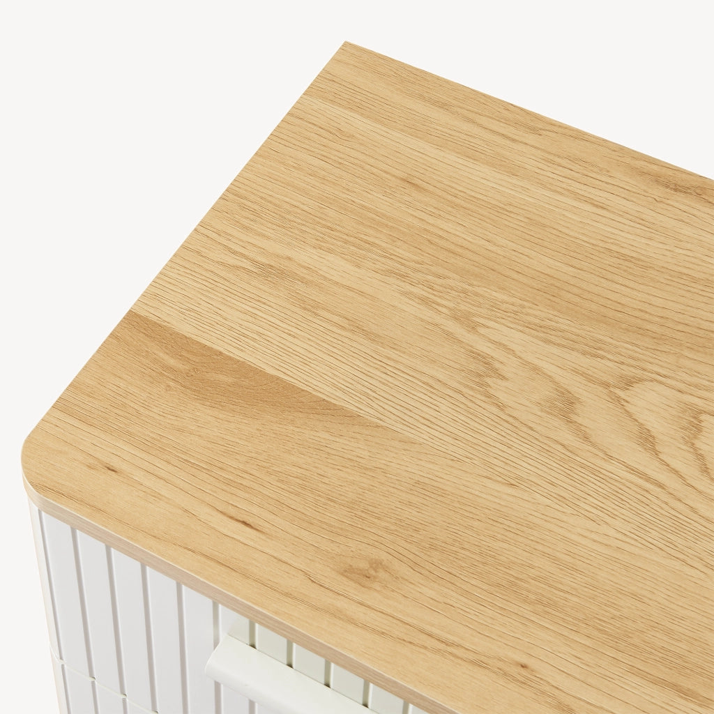 Comodino Ferrersp Mobile Contenitore con 2 Cassetti 50 x 40 x 40 cm - Effetto Rovere / Avena Oatmeal [en.casa]
